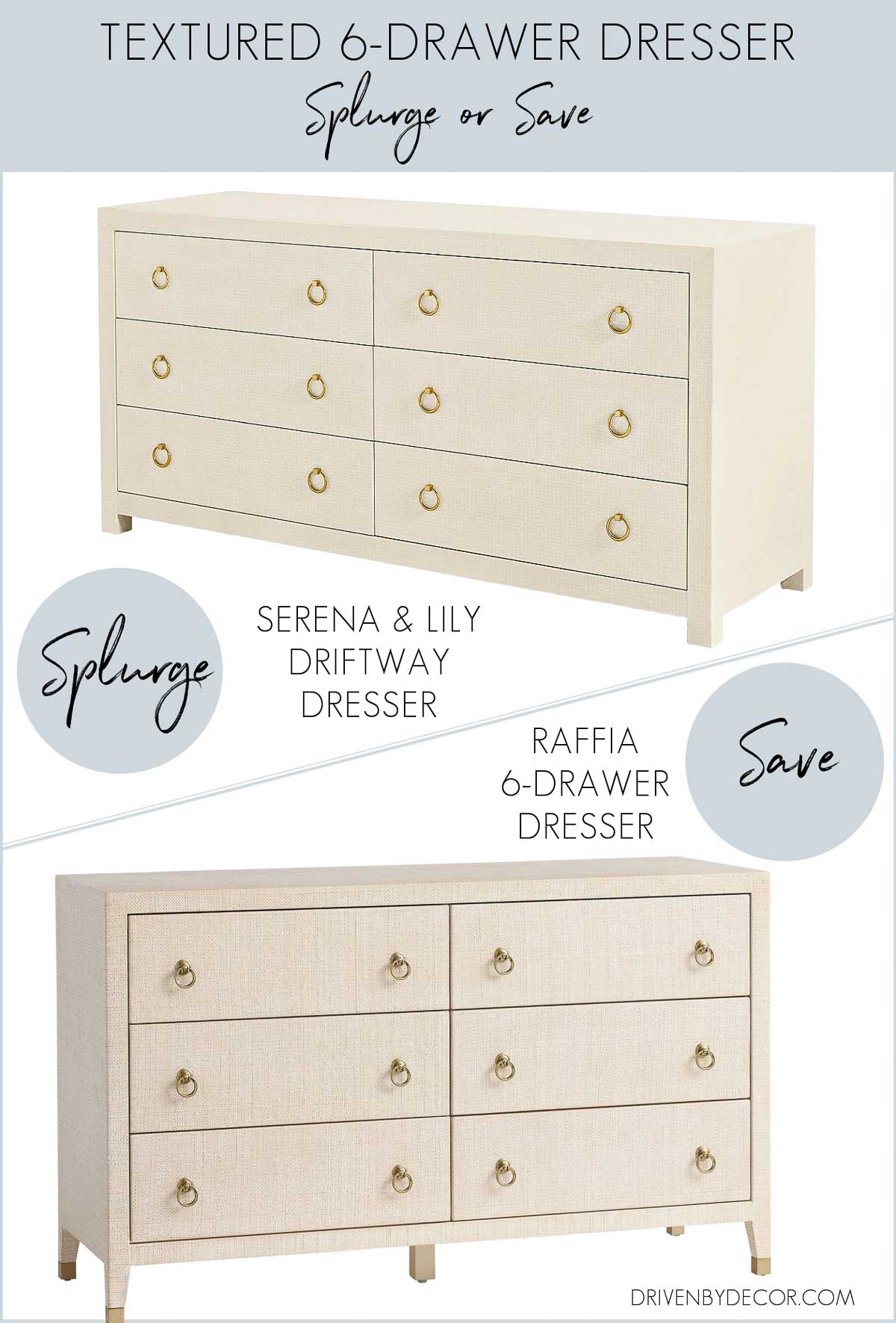 Serena & Lily dresser and the look for less version