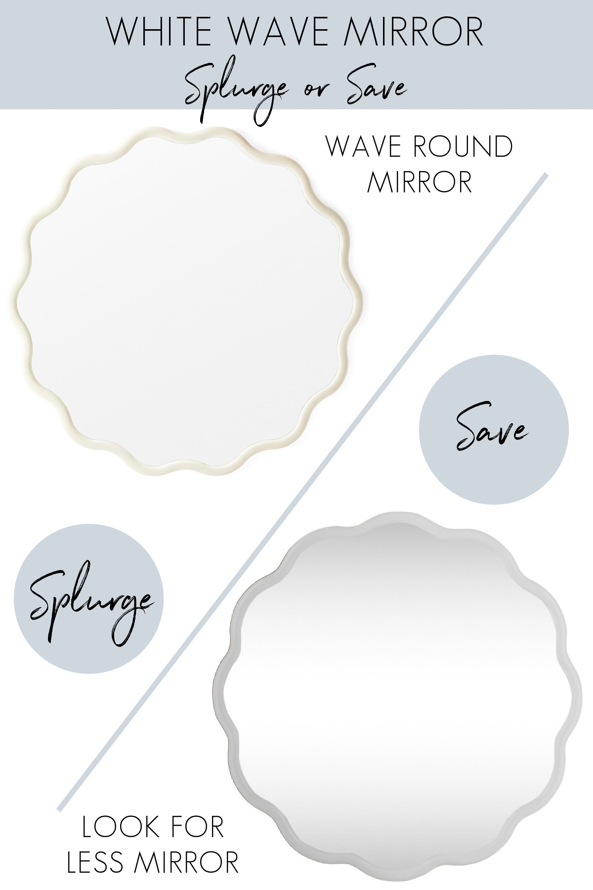 White wave mirror in save and splurge versions