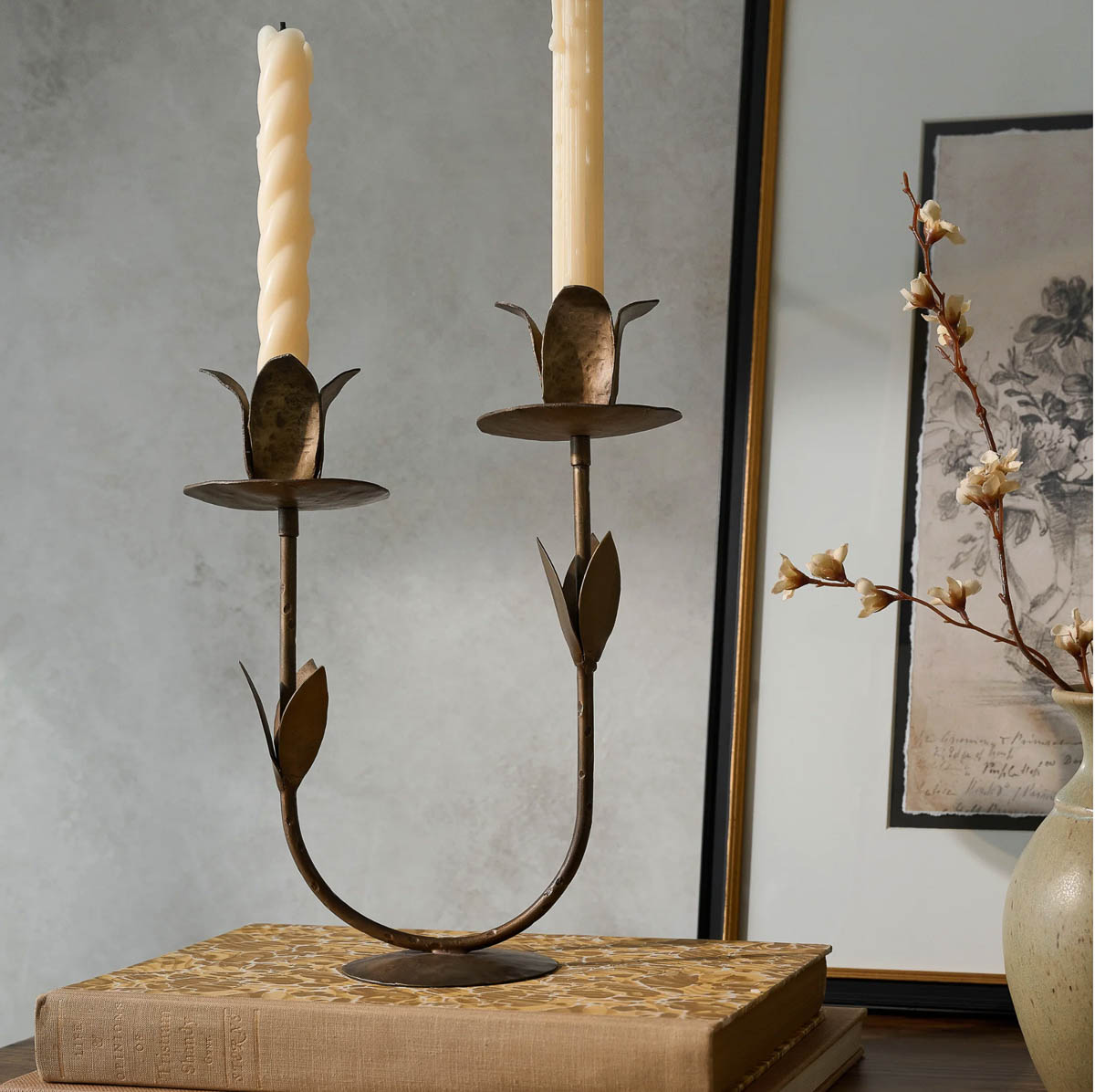 Gorgeous brass tulip candle holders