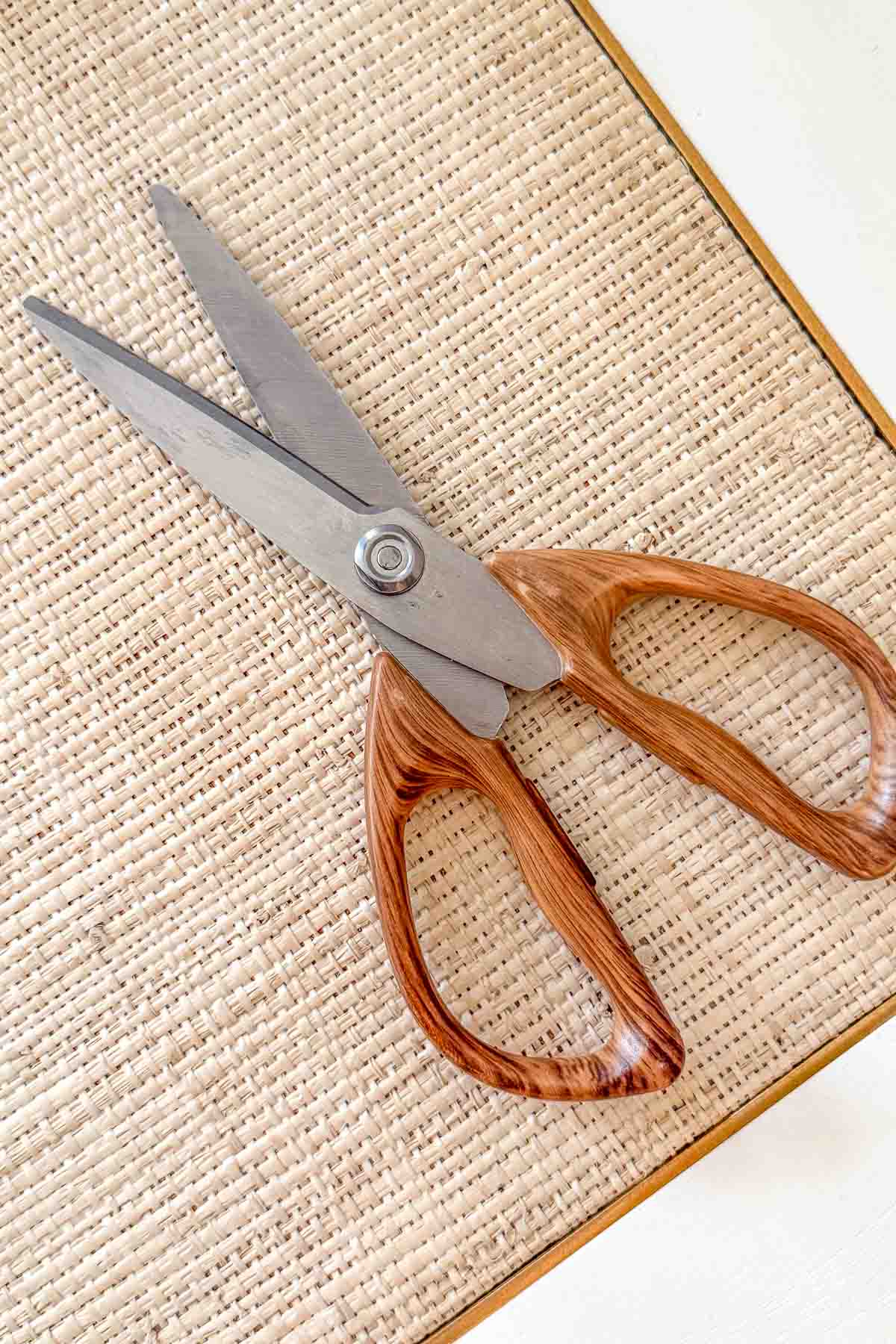 Wood handled scissors