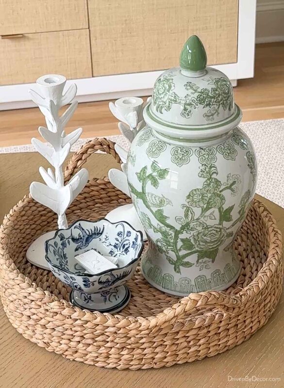 Green and white ginger jar