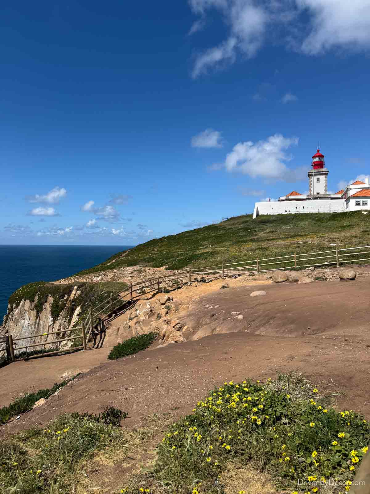 Cabo da Roca lighthouse on coastline cliffs