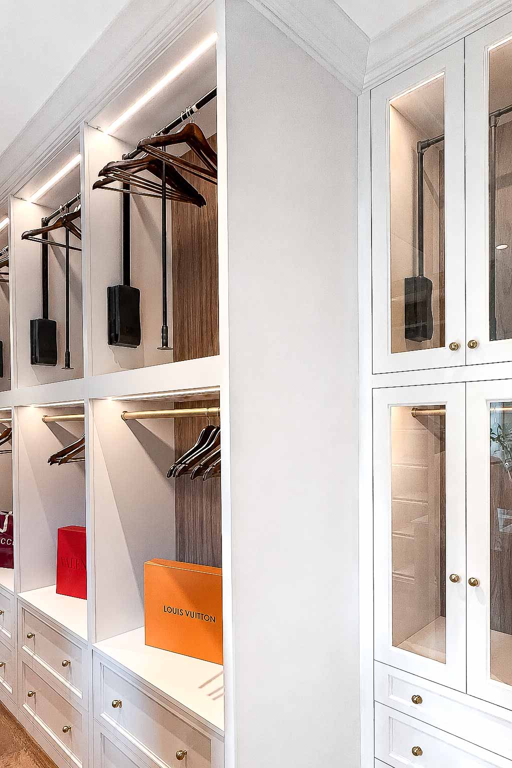 Tall pull down rods in closet