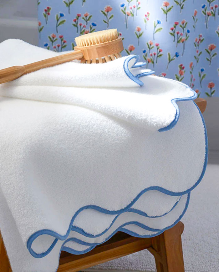 Blue scalloped edge towels