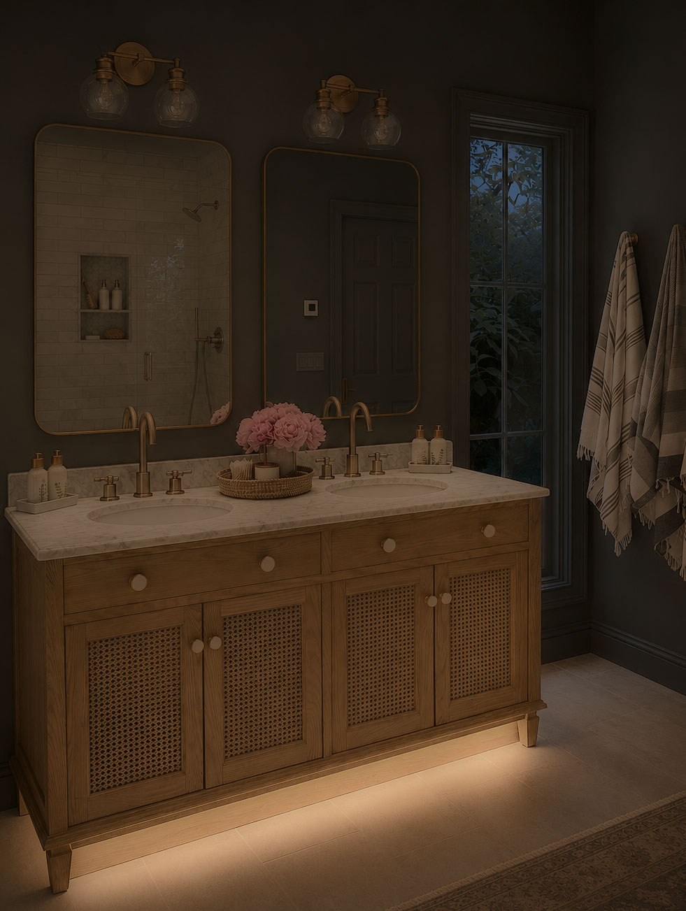 Toekick lighting in bathroom vanity