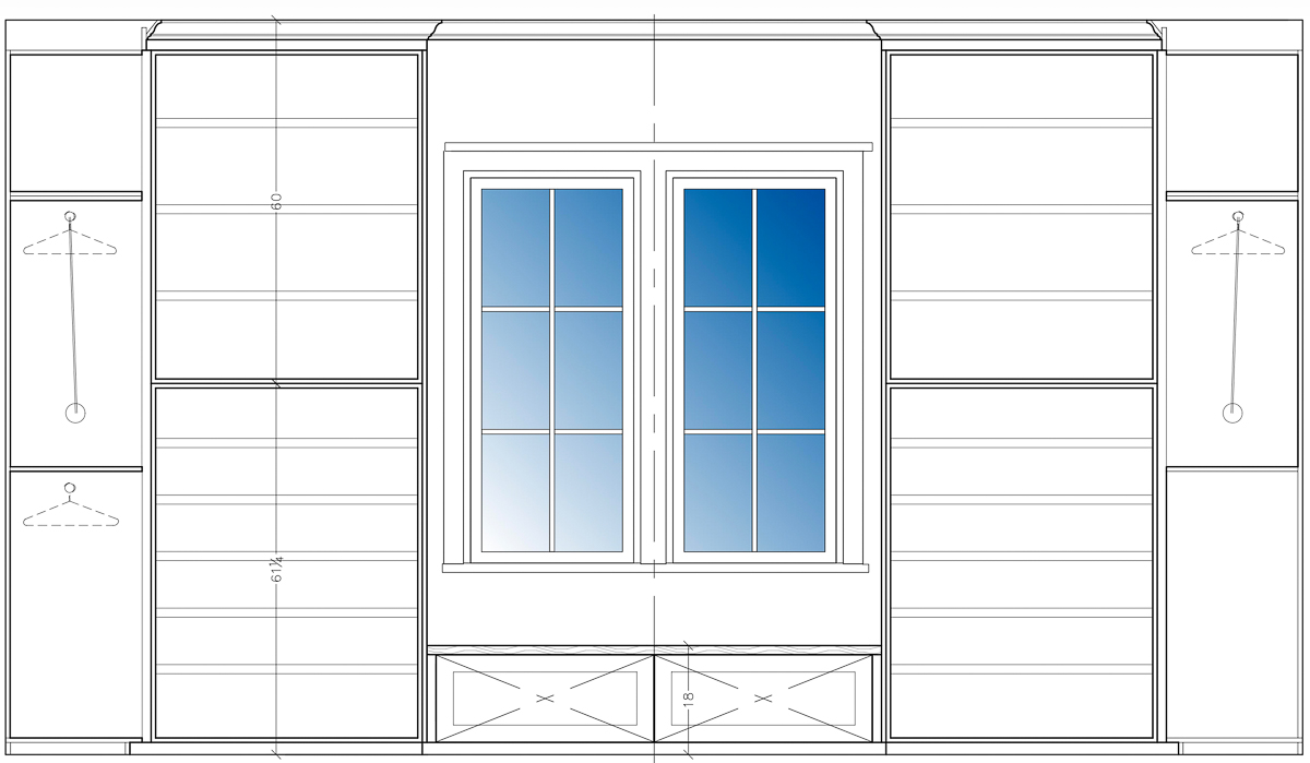 Closet plans with window seat