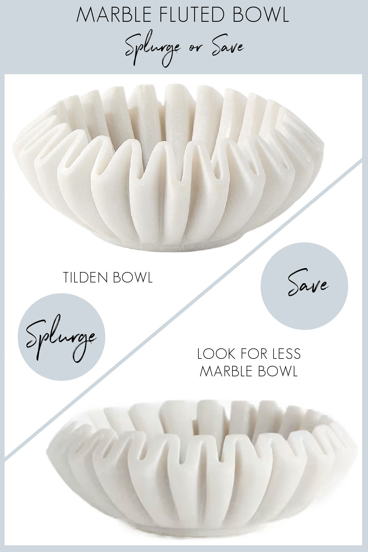 Fluted marble bowl in splurge and save versions