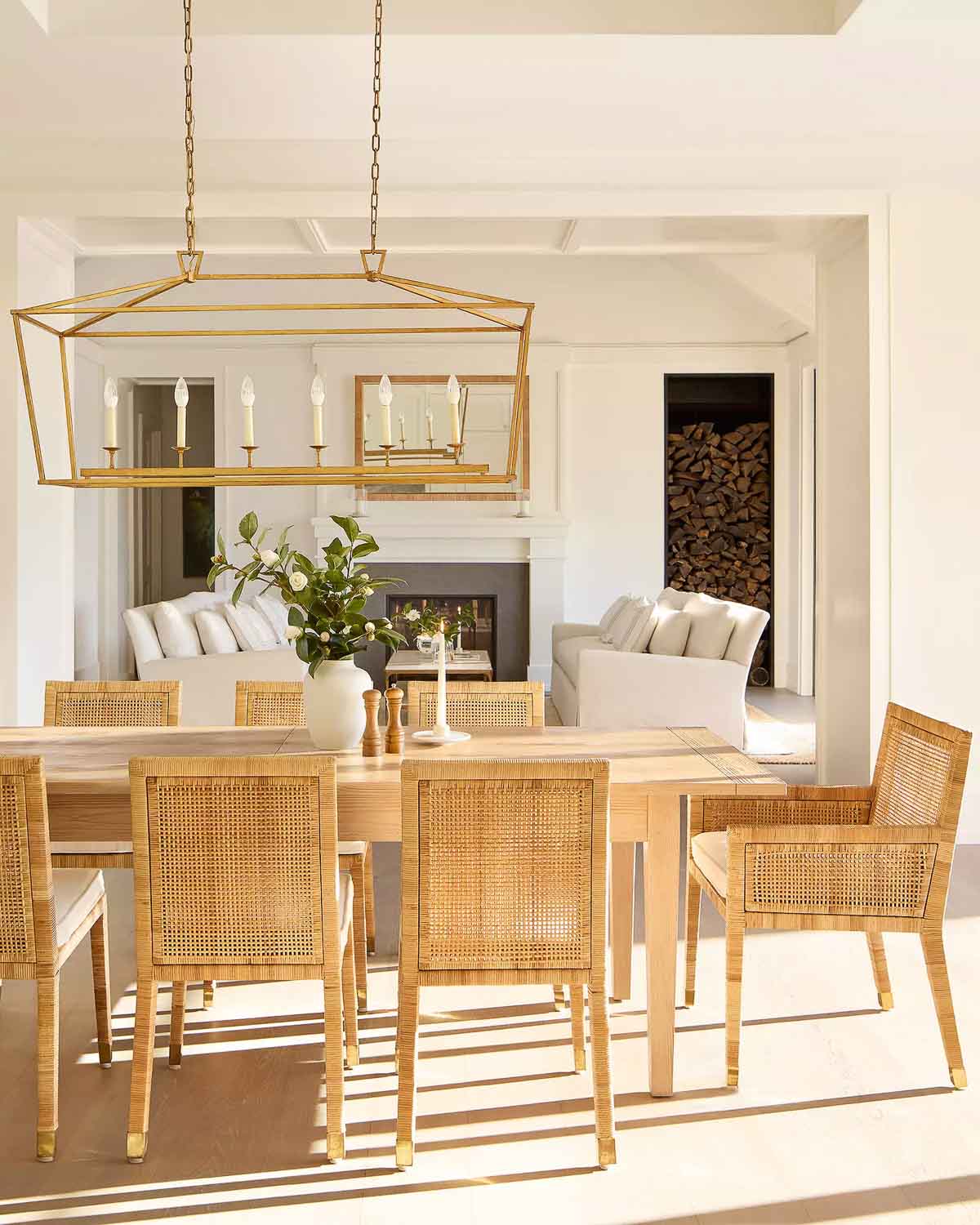 Serena & Lily Kentfield linear pendant over dining table