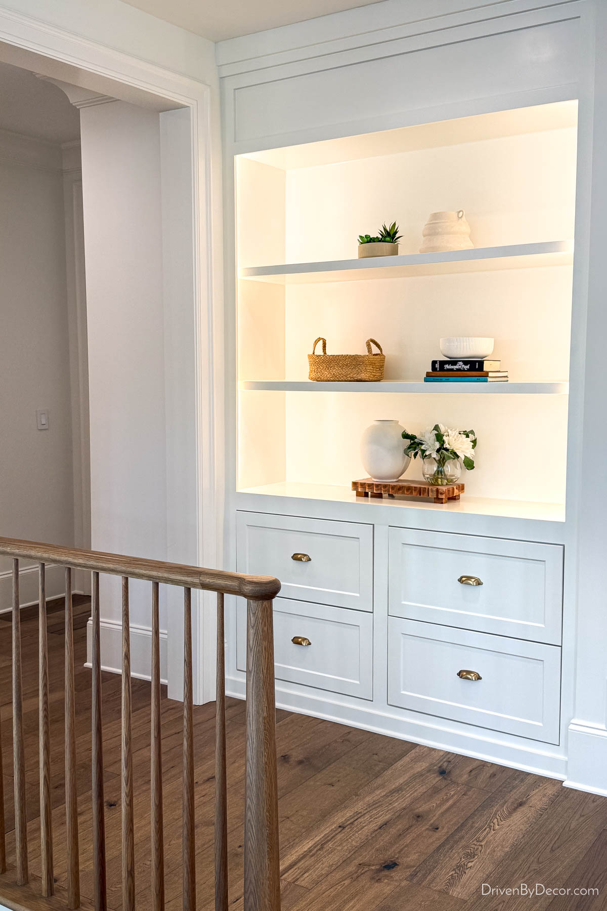 Built-in cabinetry at upstairs landing